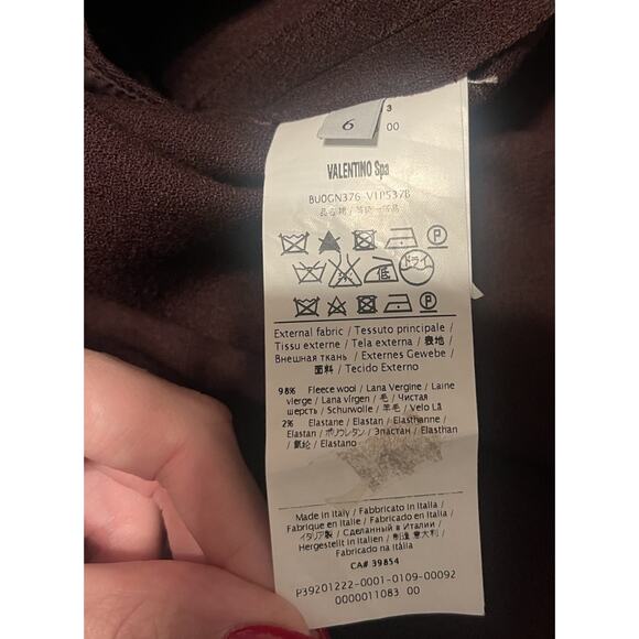 Valentino Women's 6 Burgundy Fleece Wool Button Down Pockets Midi Skirt EUC - Picture 4 of 4